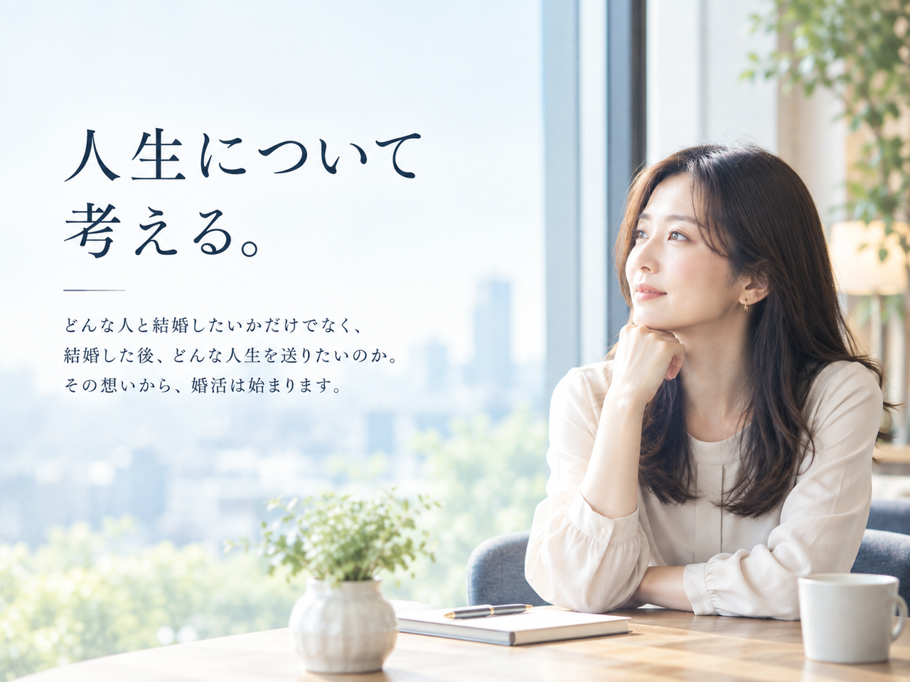 希望の人生について考えている２０代後半の女性